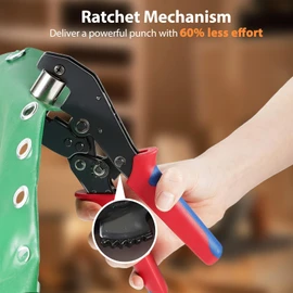 2-Size Grommet Tool Kit, 1/4" 3/8" Hole Punch with 500 Pairs Grommet Kit, Interchangeable Head Grommet Press with Silver Eyelets and Grommets for Fabric, Tarp, Leather