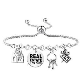 MAOFAED Real Estate Agent Gift, Real Estate Is My Hustle Bracelet for Realtor, Funny Realtor Gift(real estateCA)
