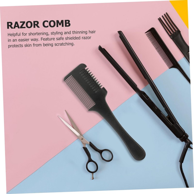 WOONEKY 3pcs Thinning Long Handle Double Sided Convenient Styling Tools