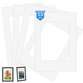 BOSCOW Passepartout Cardboard White, Pack of 15, 21 x 29.7 cm External Dimensions, for Photos, Postcards (Inner Dimensions 14.5 x 19.5 cm, DIN A5)