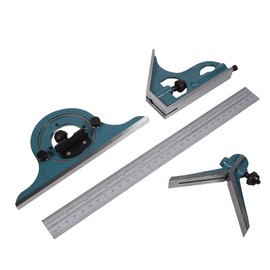Combination Square Set, 4 Pcs Stainless Steel180 Degree Angle Combination Square Protractor Universal Bevel Ruler Set