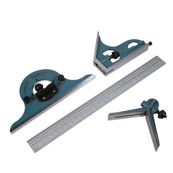 Combination Square Set, 4 Pcs Stainless Steel180 Degree Angle Combination