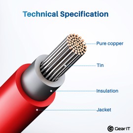 GearIT 10AWG Solar Extension Cable (50FT Black - 50Ft Red) Male to Female Solar Connectors with Adapter Tool Kit, Solar Panel Renewable Energy, 10 Gauge Pure Copper Extension Cord, 50 Feet