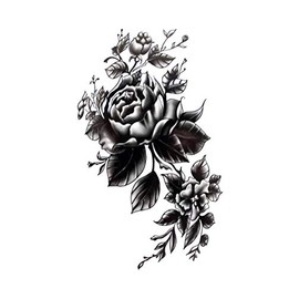 EROSPA® Temporary Tattoo Sheet / Sticker - Flowers / Black Rose - Waterproof