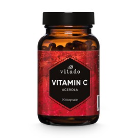 Acerola Capsules - Natural Vitamin C High Dose - 90 Capsules in Glass - Laboratory Tested - Vegan