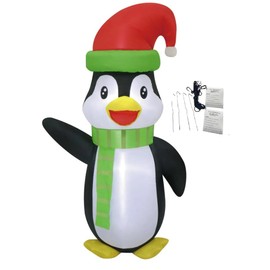 Christmas Inflatable Penguin with Santa Hat 3.5 Foot LED Holiday Outdoor Yard Lighted Blow-Up Decoration 2024 - Includes Bonus Repair Patch
