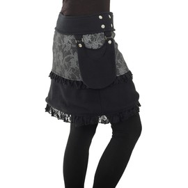 PUREWONDER SK240 Women's Fleece Winter Wrap Skirt, black