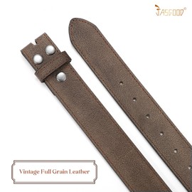 JASGOOD Western Leather Belt Strap for Men without Buckle Vintage Cowboy Leather Belt Strap 1.5 inch Wide