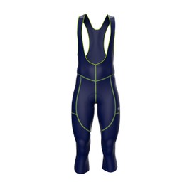 Zimco Winter Cycling Bib Tight Thermal 3/4 Bib Pants Bike Cycle Knickers Padded (XL) Navy, Green Seams