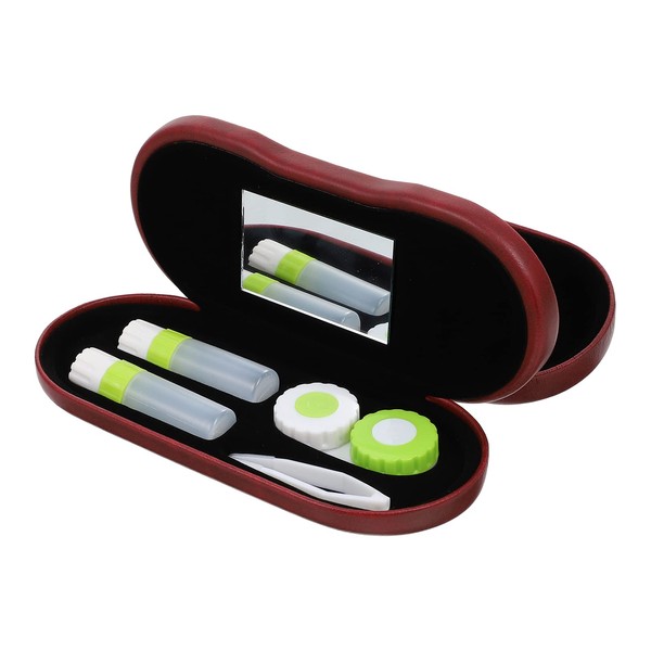 HEALLILY Contact Lens Case Glasses Case 2 in 1 Double Sided Tweezers and Applicator Outdoor Container for Travel
