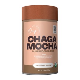 OMG Superfoods Organic Chaga Mocha – Cacao and Chaga Mushroom Drink Mix with Ashwagandha, Coconut Milk, Cinnamon, and Monk Fruit. Vegan-Friendly. Transparent Superfood Blend.
