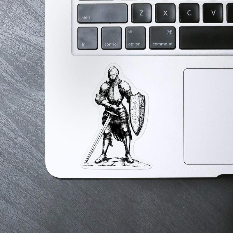 Medium 100mm 'Knight Standing ' Transparent/Clear Sticker Decal for Windows/Cars/Walls