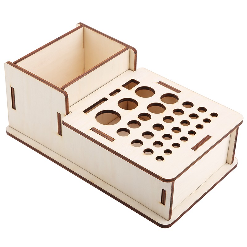 Multi Hole DIY Craft Tool Storage Wooden Holder Basswood Leather