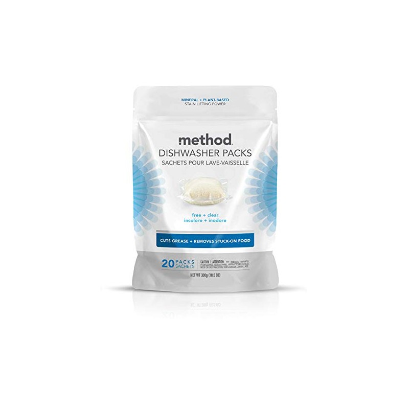 Method Power Dish Dishwasher Soap Packs, Free + Clear, 20