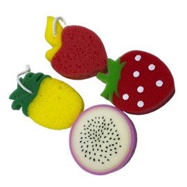Baluue 4pcs Boys and Girls Fruit Shape Bath Sponges Soft Sponge Bath Brush for Gentle Exfoliation Cartoon Design Bathing Scrubber for Boy Girl Fun and Relaxation Random Style