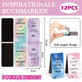 Kaluofan Magnetic Bookmarks, Pack of 12 Bookmarks, Inspirational Sayings, Magnetic Bookmarks, Small Gifts, Teacher Gift, Motivational Gifts for Students, Book Lovers