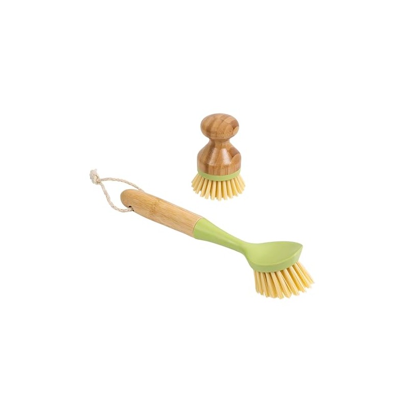 Bamboo Naturals Greenery Mini Scrub Brush & Dish Brush 2PC