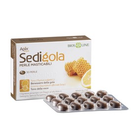 BIOS LINE Sedigola Perle Masticabili, Integratore Alimentare per il Benessere di Naso e Gola, 30 Perle Arricchite con Propoli e Oli Essenziali Balsamici