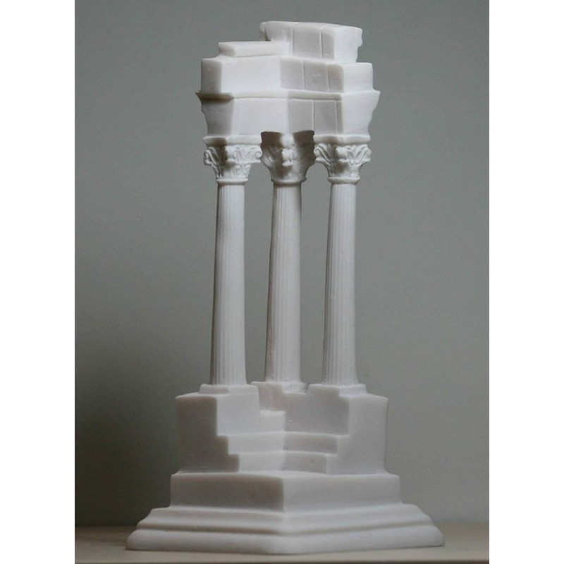 Ruins Columns Corinthian Ancient Greece Cast Marble Statue Sculpture