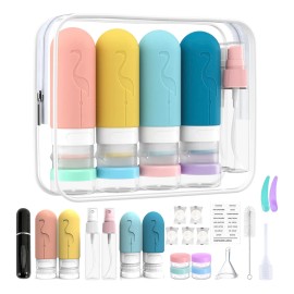 Kit 23 De Viaje Con Botellas Silicona Y Frascos Recargables Agua