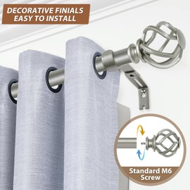 KAMANINA Replacement Ends for 1 or 7/8 Inch Curtain rods, Twisted Cage, M6 Screw Rod Finials, Antique Silver, 2pcs