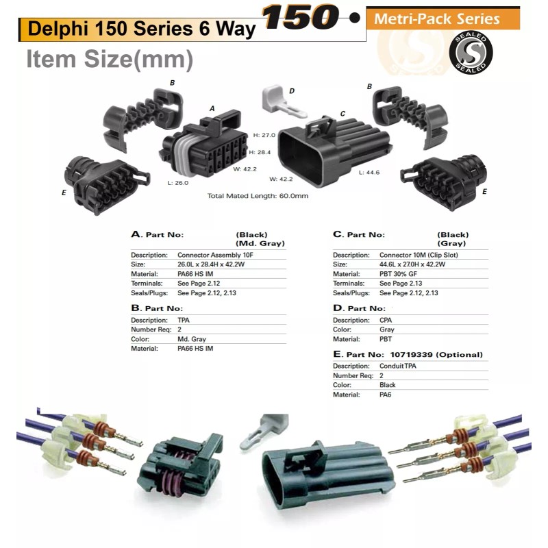 Aptiv (formerly Delphi) Delphi Metri-Pack 150 Series 10-Way Connector w/20