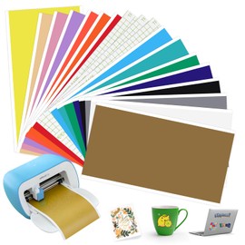 15 Fogli Smart Vinyl Permanent per Cricut Joy, 14CM X 30,5CM Vinile Permanente, Vinile Adesivo e 3 Pellicola di Trasferimento per Vinile per Fai da te, Tazze, Vetro, Custodia per Telefono