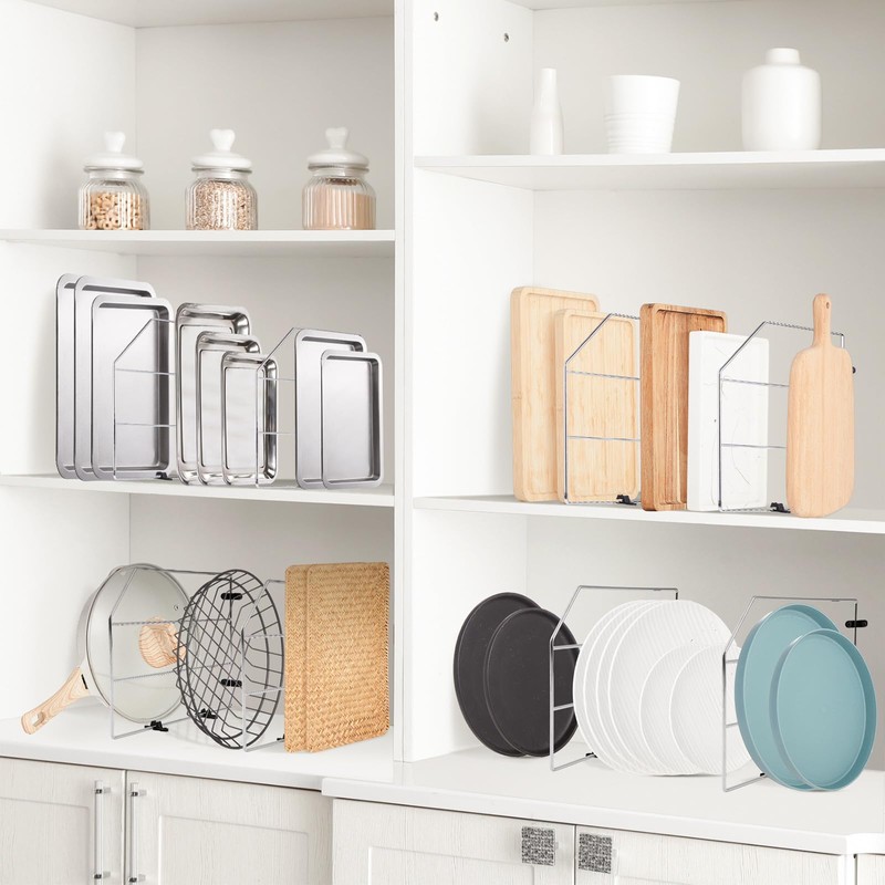 Blulu 4 Pcs Baking Sheet Organizer Tray Dividers for Cabinets