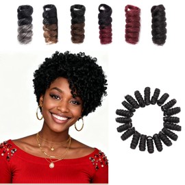 S-noilite 3 packs Short Crochet Hair for Black Women,10 Inch Jamaican Bounce Curls Crochet Braids Wand Curl Hair Extensions for Black Women DIY,12MM,20roots/Pack (Natural Black)