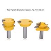 3Pcs Rail and Stile Router Bit Hardened Steel 1/2in Straight