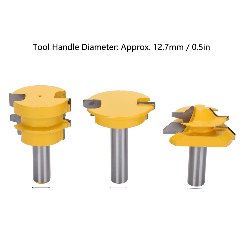 3Pcs Rail and Stile Router Bit Hardened Steel 1/2in Straight