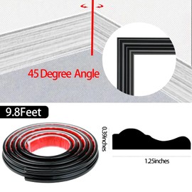 Flexible Molding Trim Self Adhesive-9.8 Feet Long Black Peel and Stick Molding for Bathroom, Wall Edge, Tile, Mirror Frame, Home Walls Decor