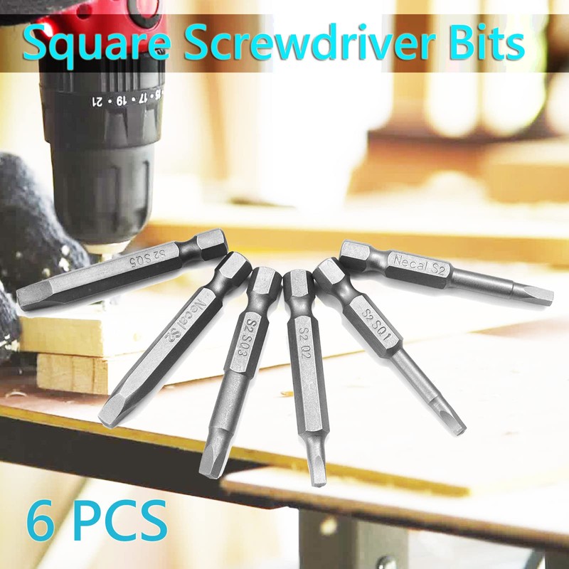 Square Head Screwdriver Bits 6 Sizes SQ1, SQ2, SQ2.7, SQ3,