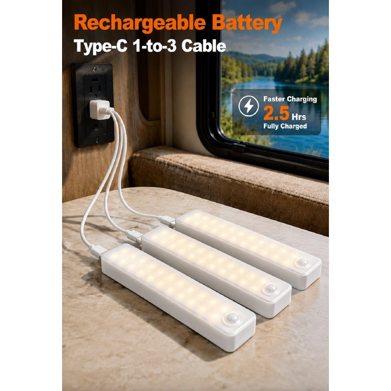 ALDST RV Step Lights 24 LED Rechargeable Motion Sensor 3