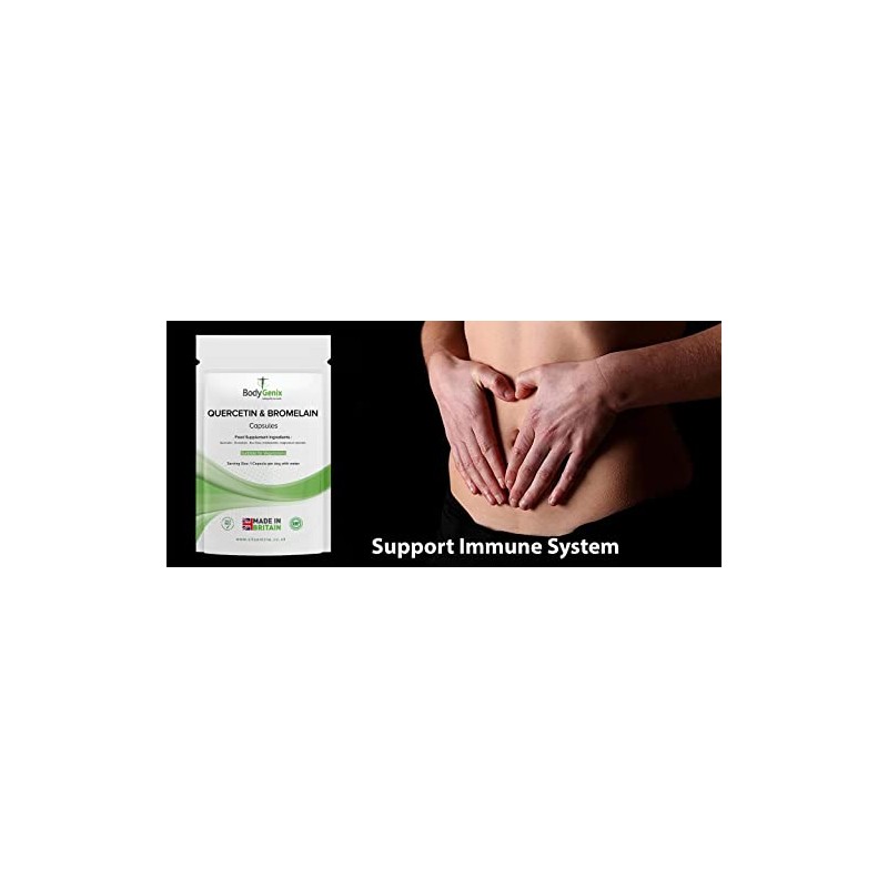 Quercetin & Bromelain Veg Capsules Bodygenix UK Immune Booster, Swollen