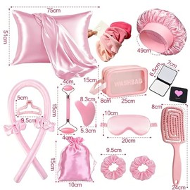Kit Ondas Sin Calor 16 Pzs, para Cuidado Capilar y Facial(Rosa)