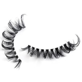 Clear Band False Eyelashes D Curl Russian Stripes False Eyelashes Manga Lashes Natural Looking False Eyelashes That Look Like Individual Clusters Wispy Mink Eye Lashes Pack (DZ7717)