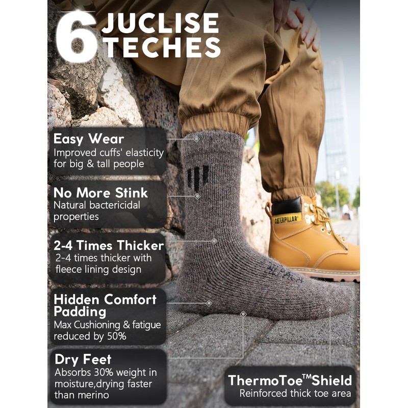 2-Pack Alpaca Wool Crew Socks, Thick Thermal Winter Socks Hunting