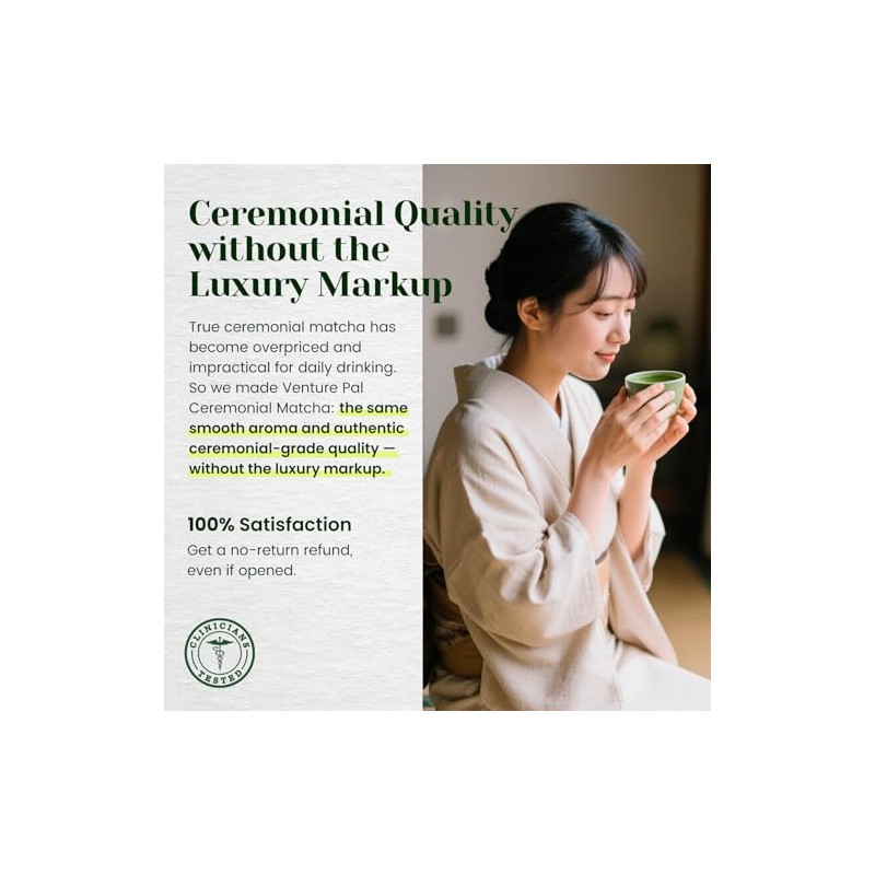 Venture Pal Ceremonial Grade Matcha Powder - Pure & Vegan