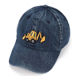 Cute Embroidery Excavator Kids Baseball Cap Adjustable Cotton Washed Vintage Dad Hat for Toddler Boys Girls Age 2-8