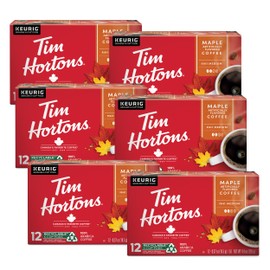 Tim Hortons Maple Flavored Coffee, Single-Serve K-Cup Pods Compatible with Keurig Brewers, 72ct K-Cups, Red, 12 Count (Pack of 6)