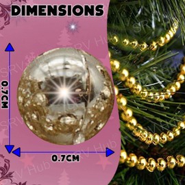 Luxury Christmas Tree Decoration Bead Garland with fireplace Christmas decorations, Christmas garland and Christmas tree decorations White, Rose Gold, Red, Green (2.7m Gold)