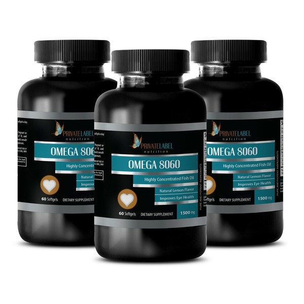 Natural Omega-3 Fish Oil 1500mg - From Norway NON-GMO - 3 Bottles 180 Softgels