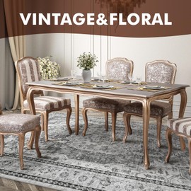 5x7 Area Rugs for Living Room Rug Machine Washable Rug Carpet Rugs for Bedroom Large Dining Room Rug Office Rug Vintage Oriental Floral Distressed Farmhouse Rug Grey