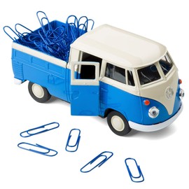 Magnetic Paper Clip Dispenser Compatible with VW Bus T1 Transporter Flatbed Truck Including Paper Clips - Mobile Office (Blue)