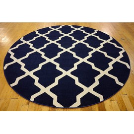 Unique Loom Trellis Collection Geometric Modern Navy Blue Round Rug (8' 0 x 8' 0)