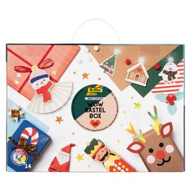 folia 923 Wow Craft Box MERRY CRAFTMAS, Craft Case 133 Pieces with Paper, Craft Card, Stickers, Accessories and Instructions, Medium