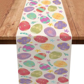Easter Table Runner, Easter Egg Table Runner, Spring Kitchen Dining Table Decoration, Easter Table Decoration, Easter Tablecloth for Children, Girls, Boys, Easter Decoration, 180 x 35 cm