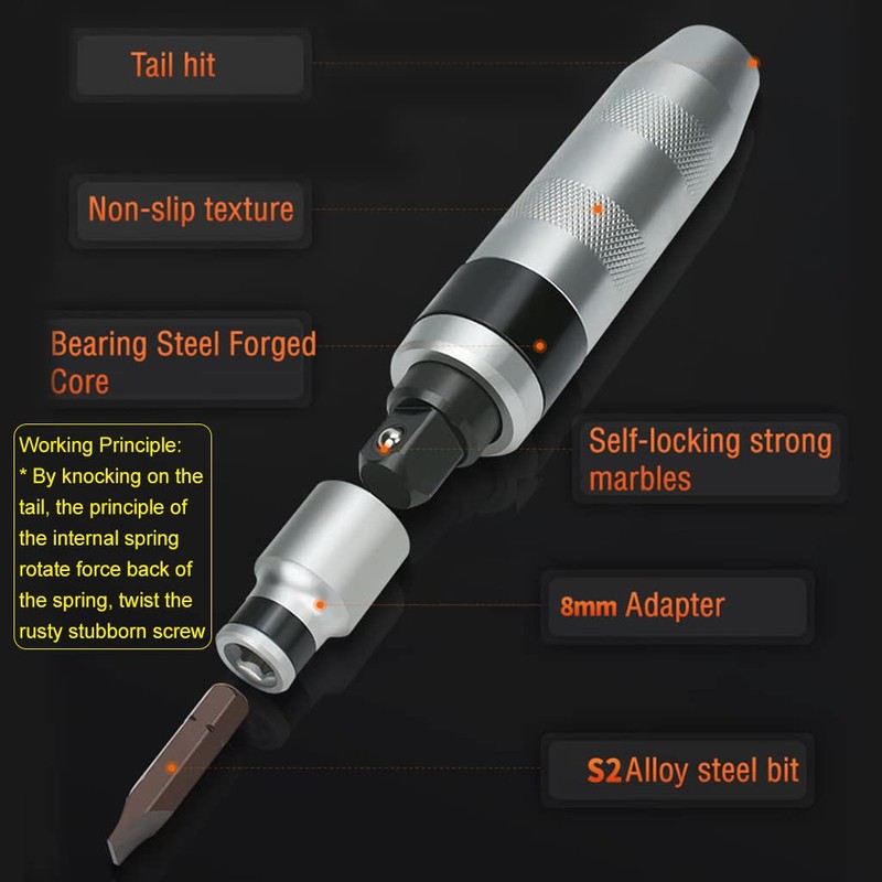 12 PCS Manual Impact Driver, S2 Alloy Steel Impact Driver