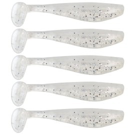 MAFIMOEA 50 Pcs Soft Fishing Lures Plastic Paddle Tail Swim Baits Kit for Bass Fishing 5 Mixed Colors Fishing Gear and Equipment (White)